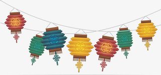 彩色的灯笼海报边框设计免抠手绘/卡通卡通元素