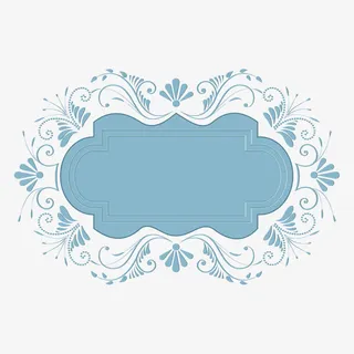 蓝色花纹边框免抠