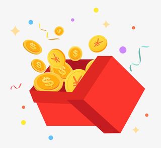手绘箱子的金币免抠图免抠
