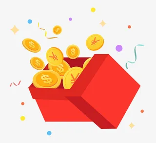 手绘箱子的金币免抠图免抠