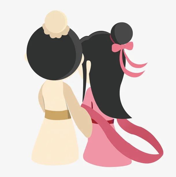 卡通七夕牛郎和织女免抠