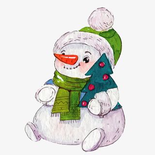 手绘雪人装饰素材免抠