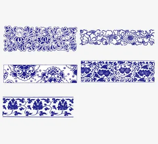 青花瓷花纹矢量免抠