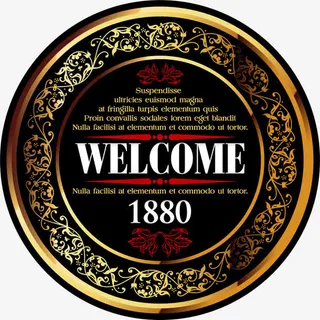 WELCOME复古金色花纹图片免抠