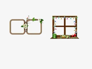 小清新框架组合免抠