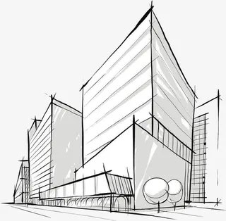 简笔画城市剪影免抠素材免抠