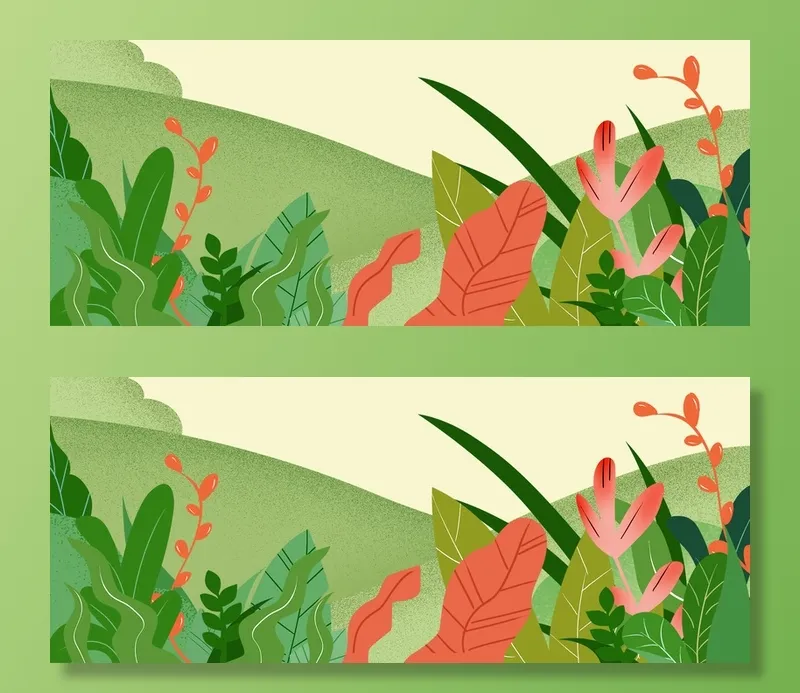 夏天手绘插画花草促销淘宝绿色背景高清卡通手绘背景