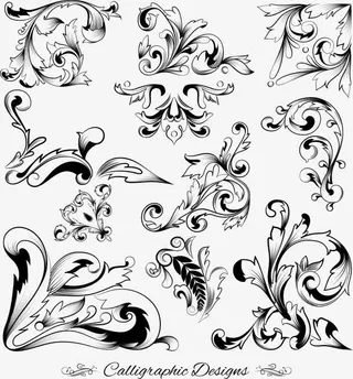 矢量黑色欧式花纹免抠