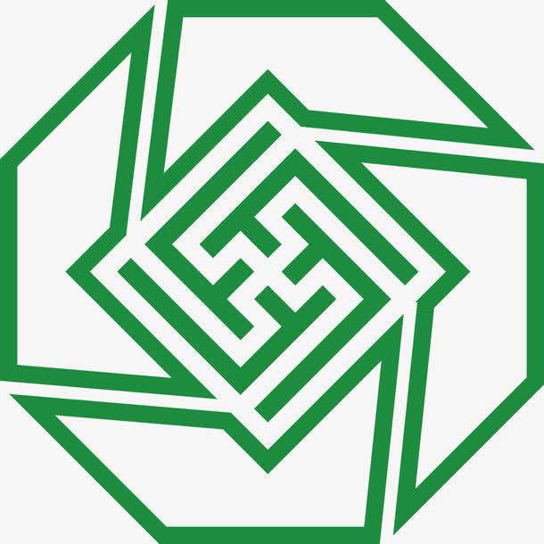 旋转花纹绿色框免抠