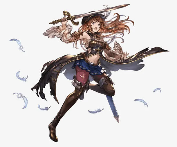 拿西洋剑的少女手绘卡通海报背景