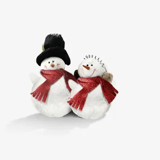 两个雪地娃娃免抠