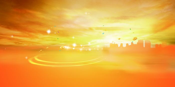 金黄秋季城市剪影光晕背景高清