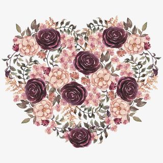 手绘心形花卉免抠