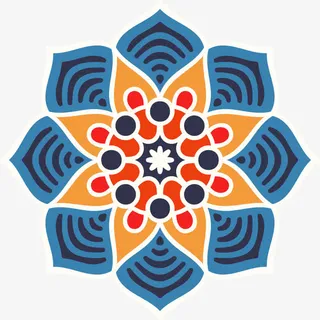 蓝色民族风花纹免抠