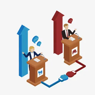 卡通辩论男女免抠图免抠