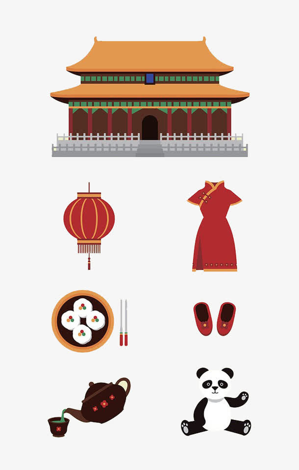 北京故宫天坛插画免抠