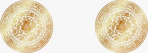 中国风黄色渐变花纹免抠
