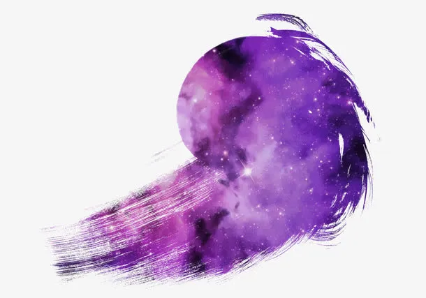 紫色墨迹星空免抠