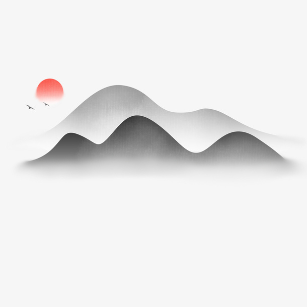 中国风手绘水墨风景山水徽派建筑 16免抠