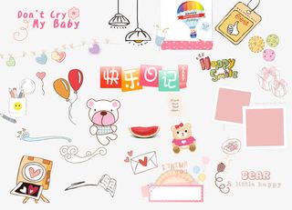 儿童写真相册花纹图片字体设计免抠