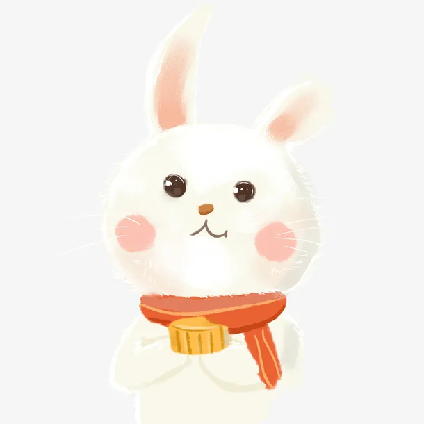 手绘可爱兔子吃月饼免抠