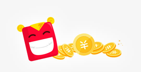 手绘黄色金币红包免抠