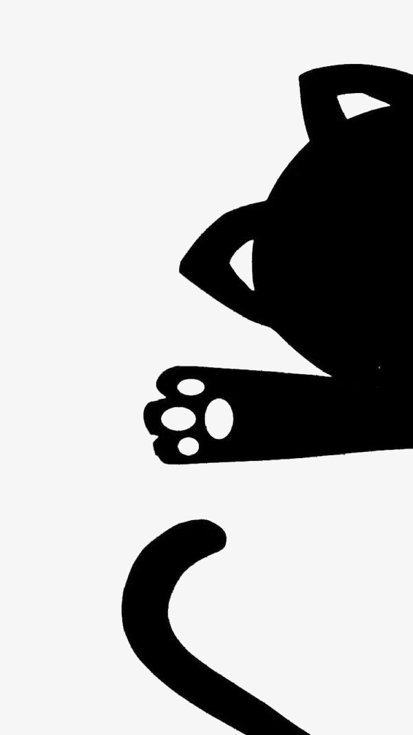 黑色矢量小猫咪免抠