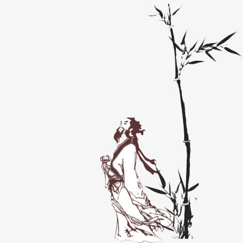 中国风水墨手绘人物免抠