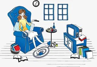 美女居家插图装饰免抠