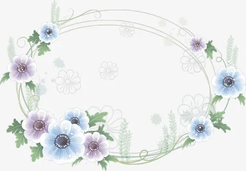 花草圆形边框免抠