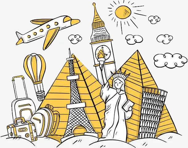 国庆出游  环游世界免抠