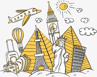 国庆出游  环游世界免抠