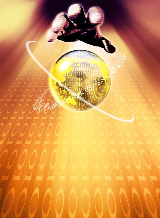 手与地球数字创意科技背景高清免抠