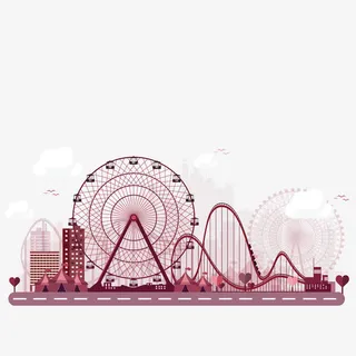游乐园过山车和摩天轮免抠手绘/卡通卡通元素