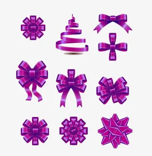 紫色蝴蝶结免抠