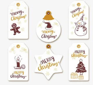 白色圣诞节标签免抠