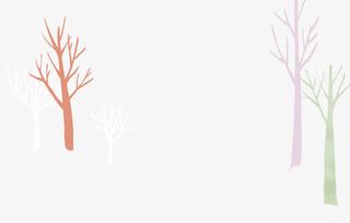 彩色手绘冬季漫画树枝免抠