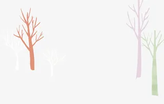 彩色手绘冬季漫画树枝免抠