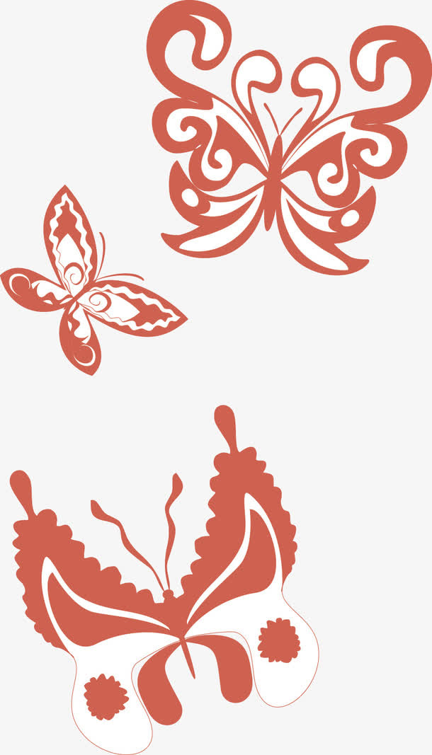 矢量布艺蝴蝶花纹免抠