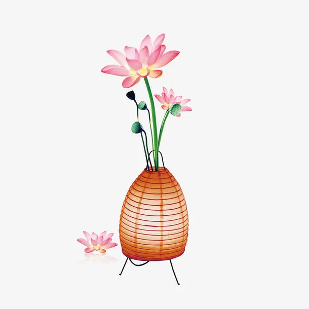 棕色灯笼花盆免抠