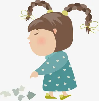 矢量图生气的小女孩免抠