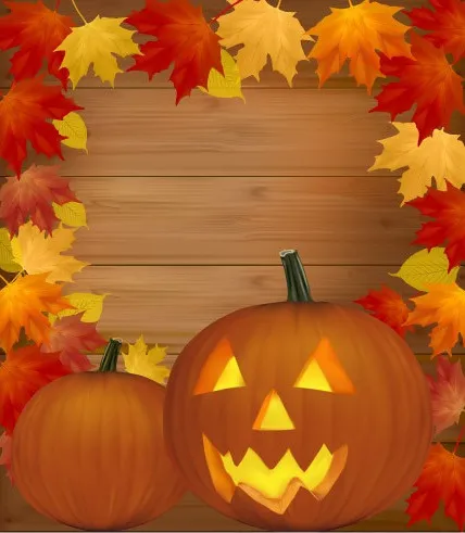 万圣节南瓜枫叶背景元素