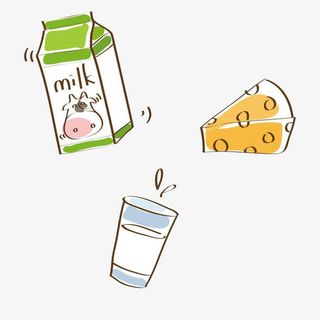 卡通牛奶盒奶酪和杯子免抠