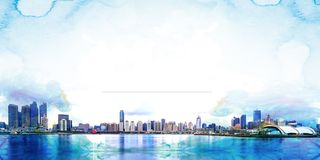 水墨青岛最美青岛之旅海报背景素材高清