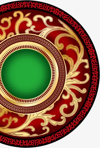 高清花纹叠加古代立绘翡翠盘子免抠