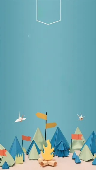 蓝色卡通露营背景高清