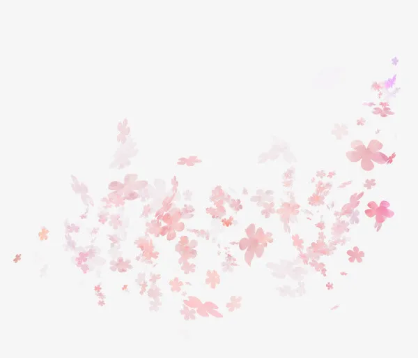 粉色漂浮桃花瓣免抠