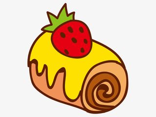 手绘蛋糕卷草莓美味好吃的手绘蛋免抠