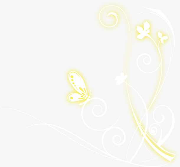 金色蝴蝶花纹光效免抠