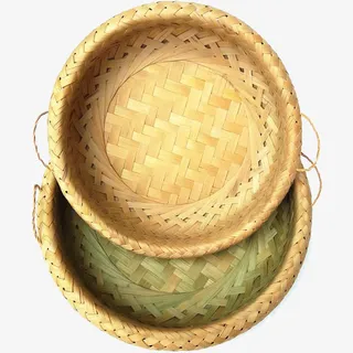 环保竹编收纳篮免抠